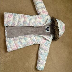 Lands' End Pastel Snowflake Puffer Jacket